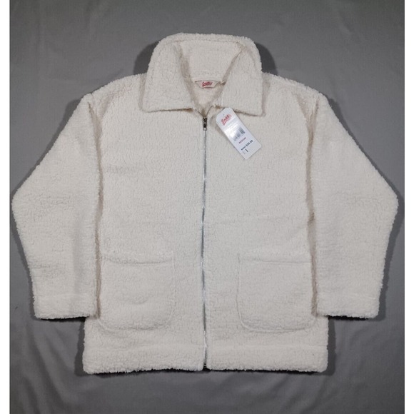 Smiths American Jacket Womens M Cream Fleece Full Zip New‎ - Picture 1 of 3